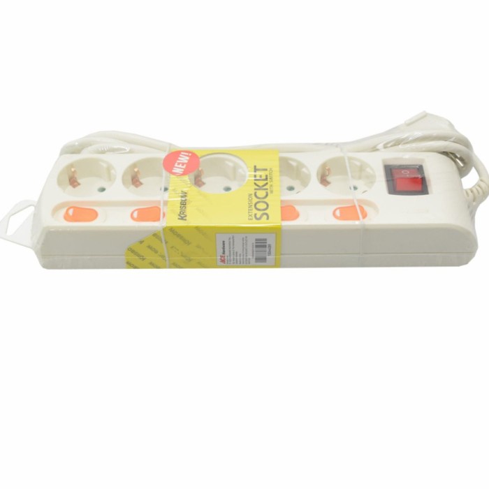 Krisbow Stop Kontak 5 Socket - colokan listrik 5 lubang krisbow - sambungan kabel 5 colokan krisbow