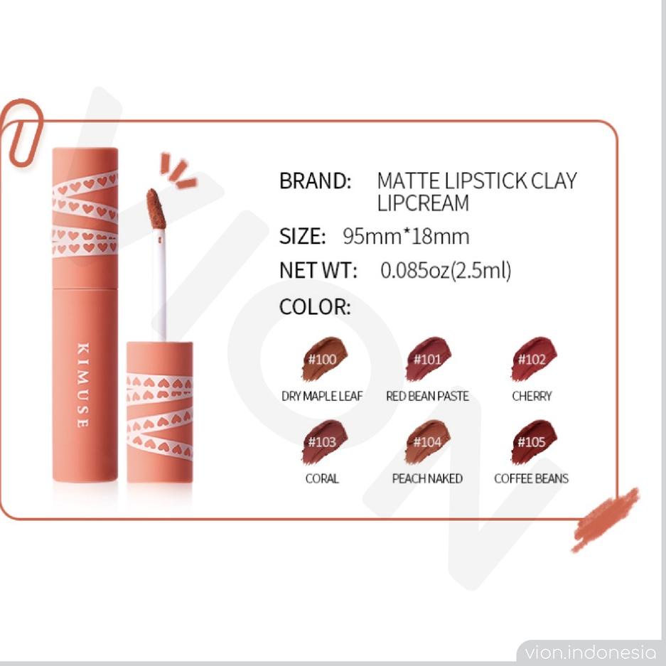 ☺ KIMUSE Lip Cream Matte Velvet Smooth Lip Clay Lip Stick Waterproof Original KI002 ◙