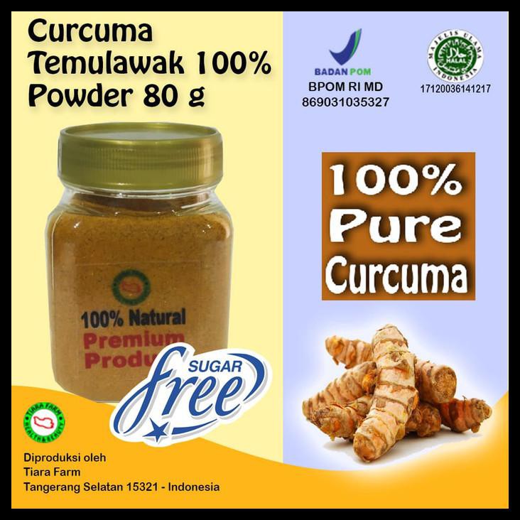 

GRATIS ONGKIR CURCUMA POWDER (BUBUK TEMULAWAK) PREMIUM MURNI 80 G - TIARA FARM