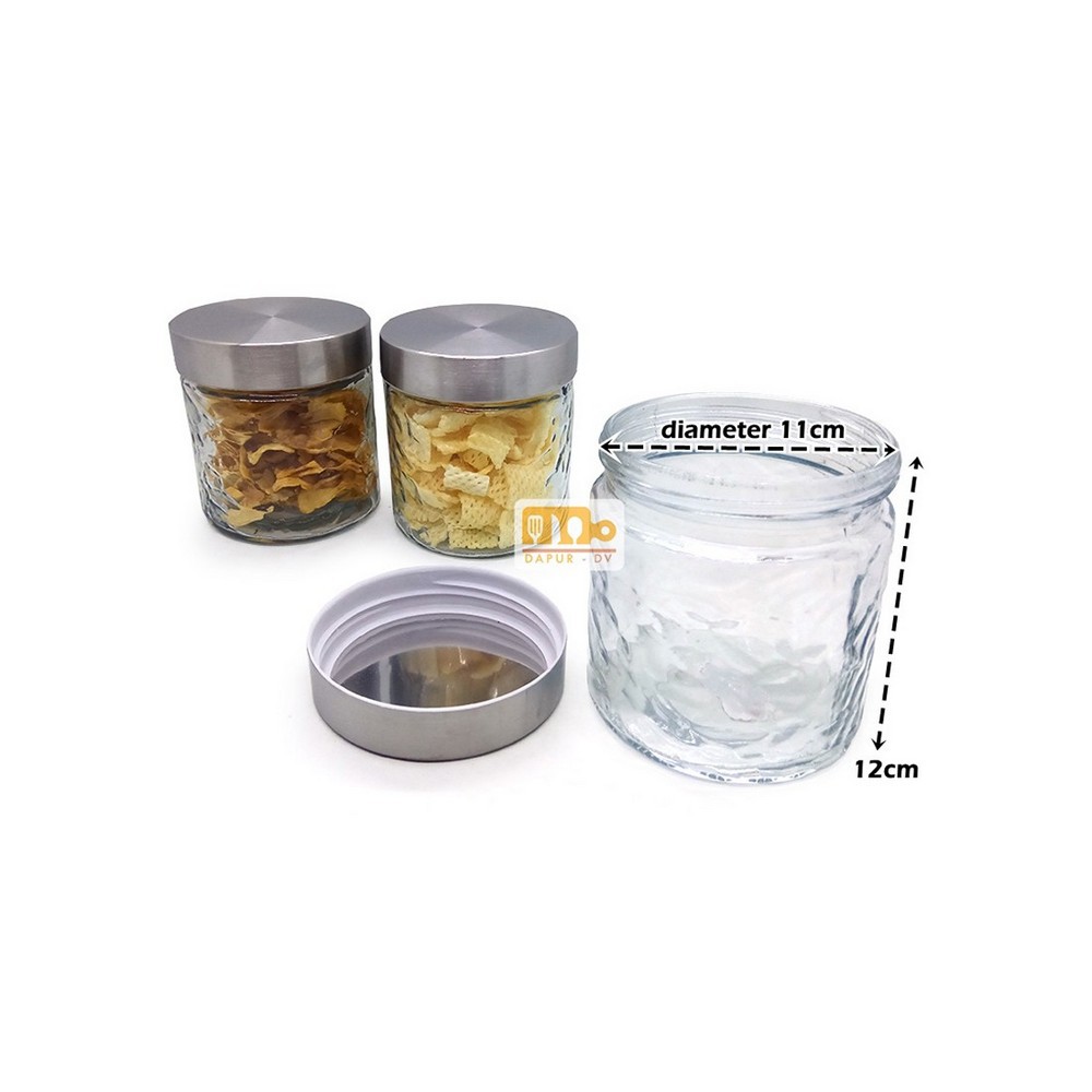 Toples Kaca kue permen 12 cm motif Bunga tutup transparan - Random colour