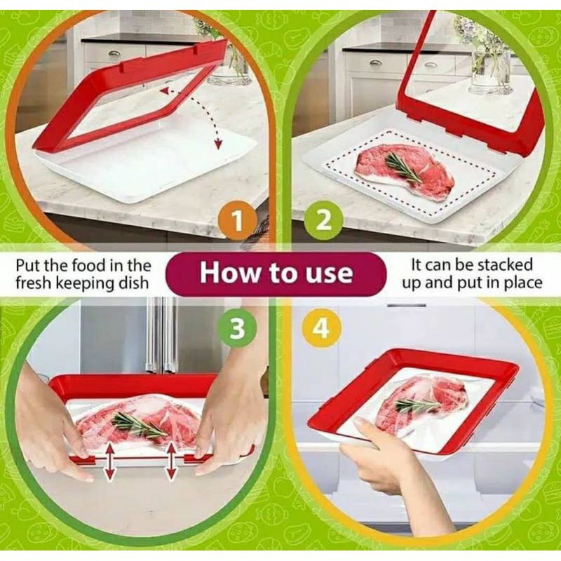 Vacuum try / Food storage / Smart tray / Tempat Makanan Plastik Press