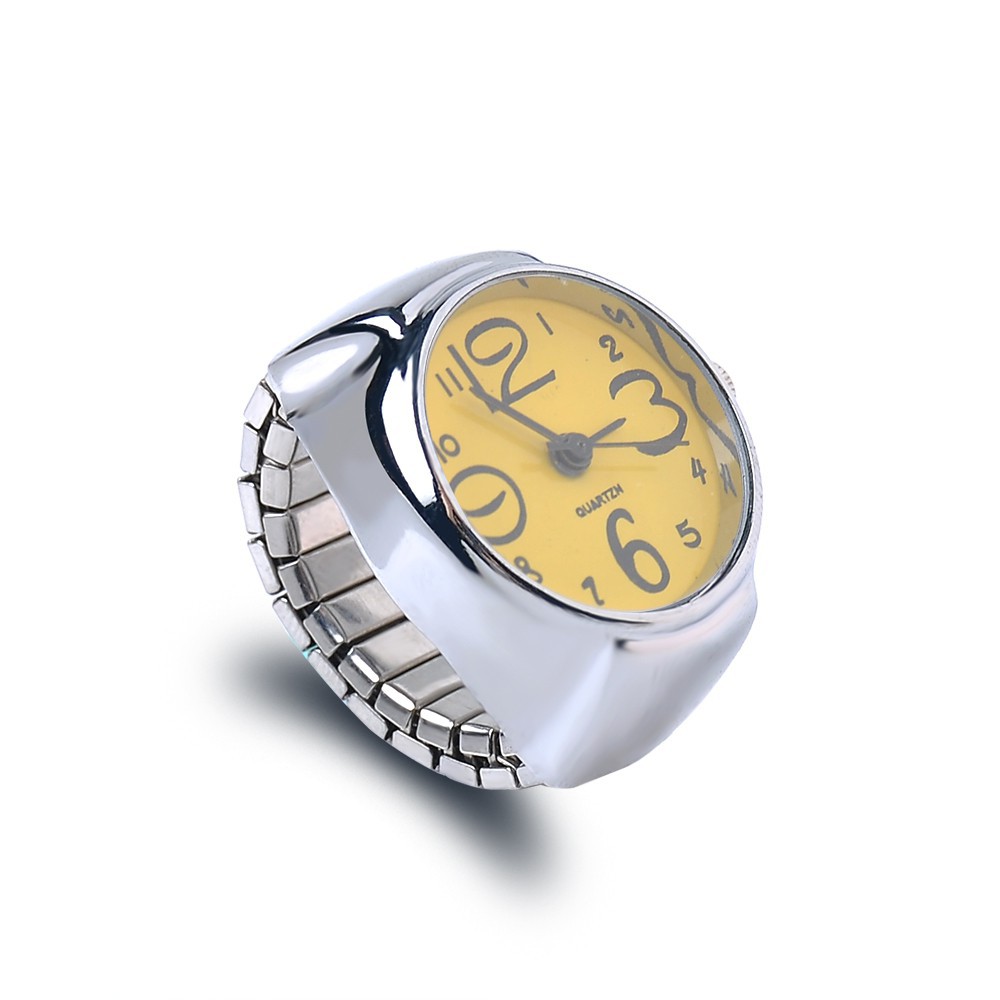 MURAH ACC  CUTIE Jam Cincin Quartz Analog Dial Bulat Bahan Stainless Steel Warna Warni Elastis