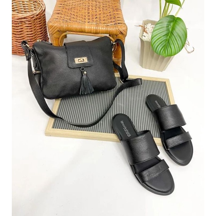 SET TAS DAN SANDAL KULIT ASLI