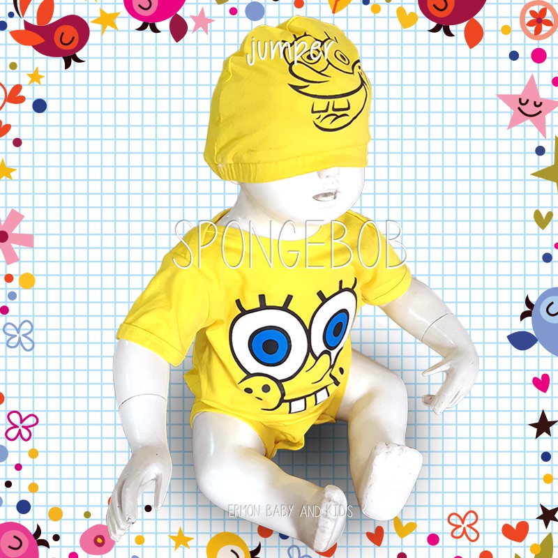 baju bayi jumper bayi lucu karakter spongebob