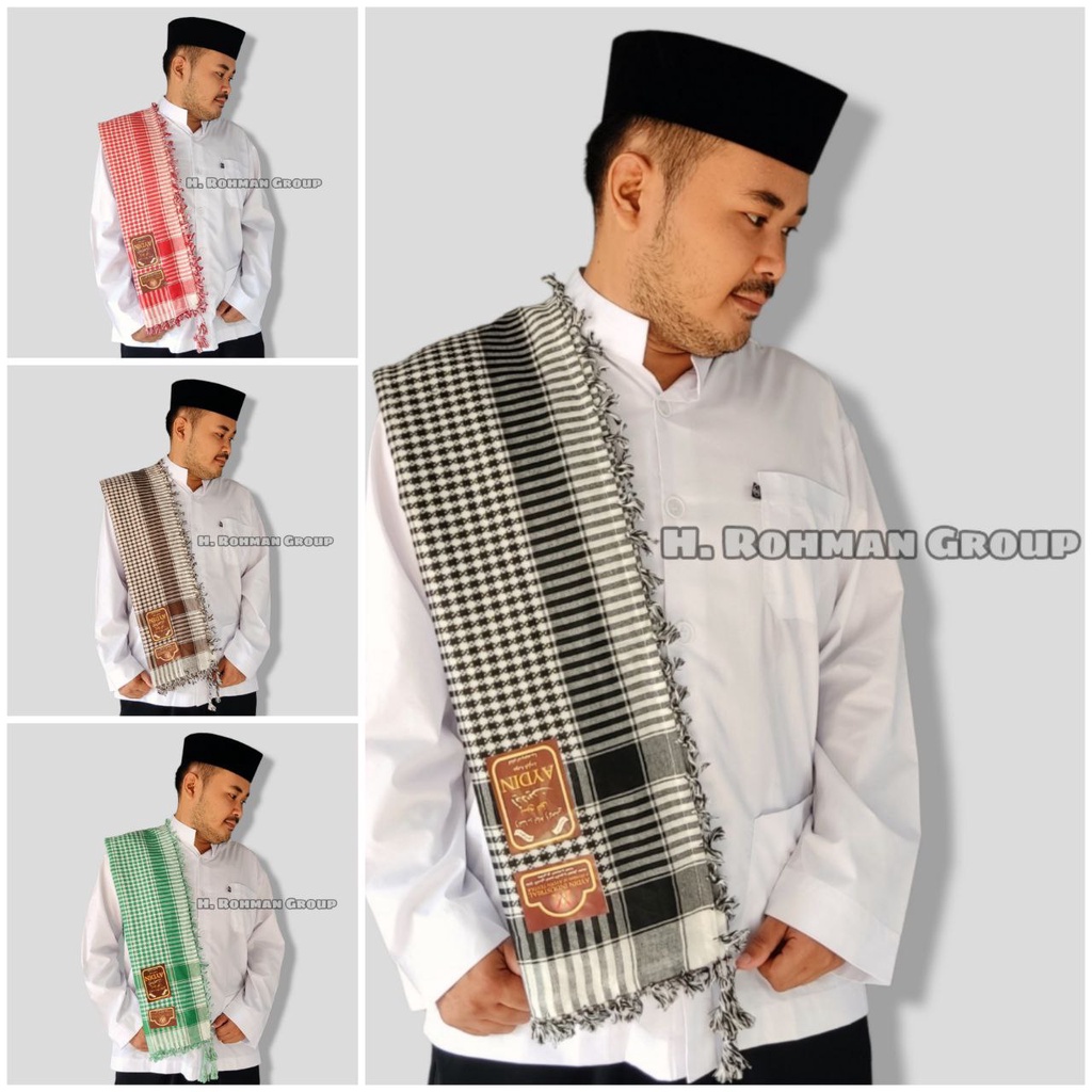 Bisa Cod Sorban Motif Kombinasi Persegi Sorban Santri Ustadz Sorban Haji Arafat H. Rohman Aydin