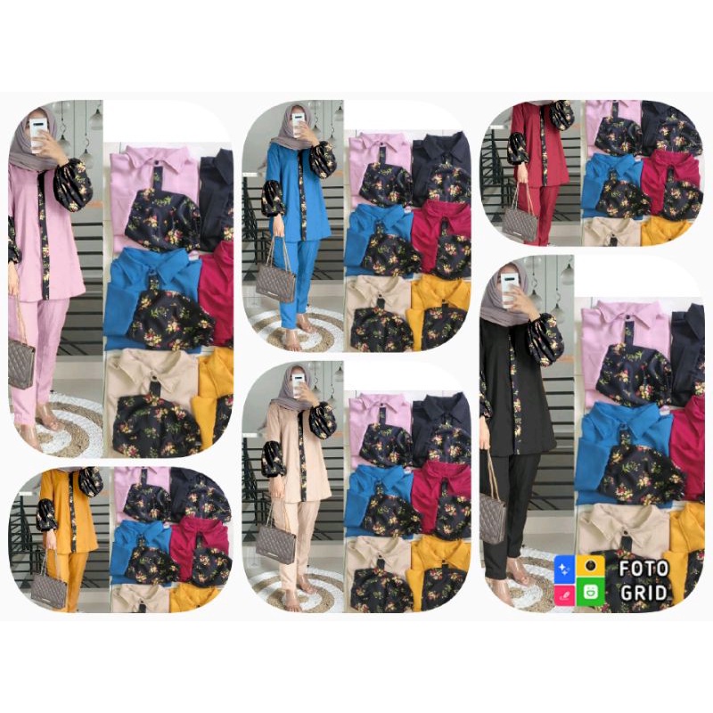 Baju Setelan Celana Wanita Dewasa Kekinian Terbaru 2022 Us Set Simbok Bahan Moscrepe ld jumbo