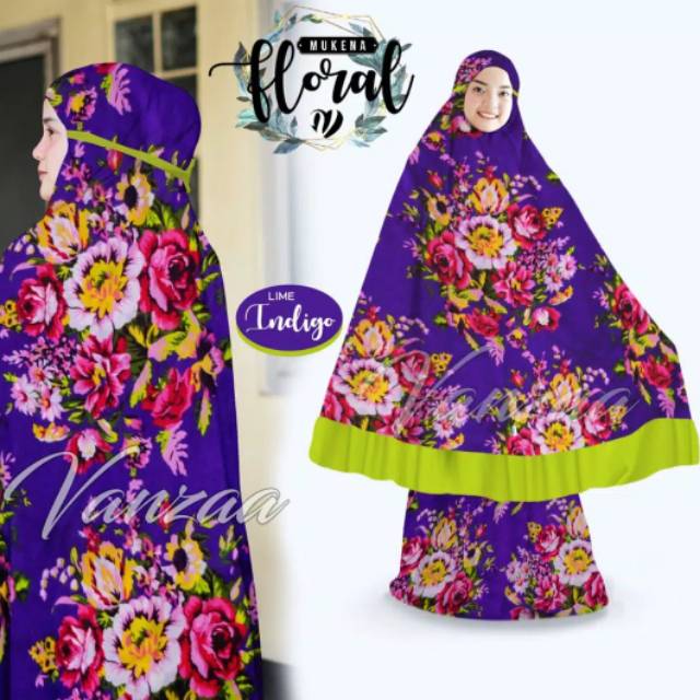 Mukena fLoraL originaL baLi (variasi warna ungu fLoraL)