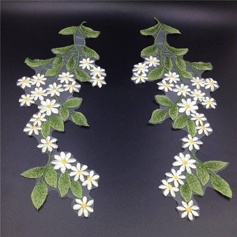 Embroidery Applique Leaf Jasmine, Aplikasi Bordir Daun Jasmine