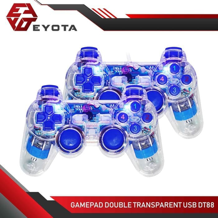 Gamepad double eyota wired usb2.0 transparent for ps3-pc dt88 - Joystick controller dt-88