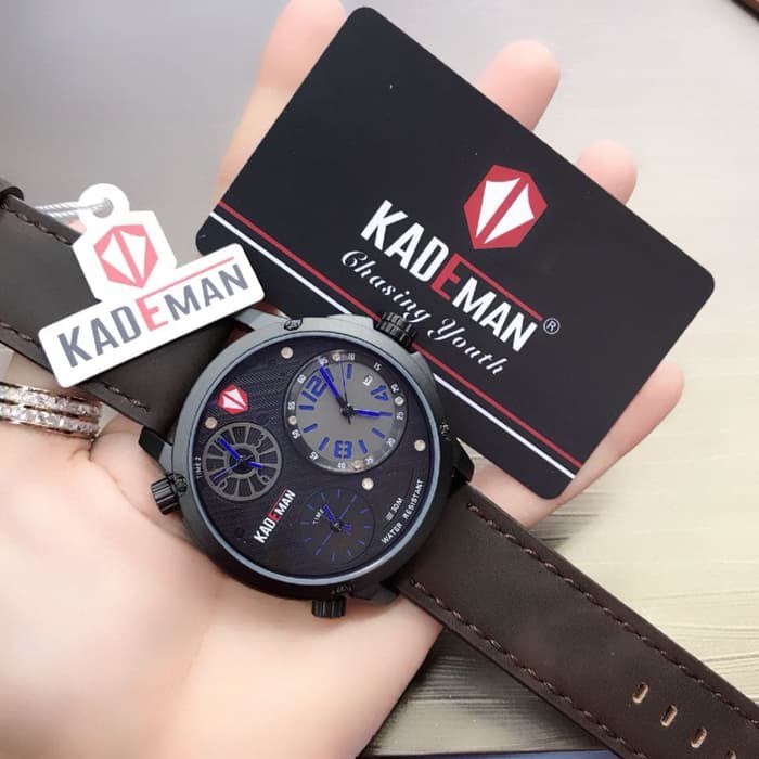jam tangan KADEMAN PRIA TRIPLE TIME ORIGINAL KULIT