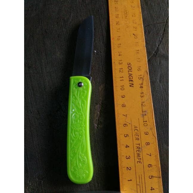 Pisau Lipat Kecil Mini Folding Knife Stainless Gagang Plastik Kecil