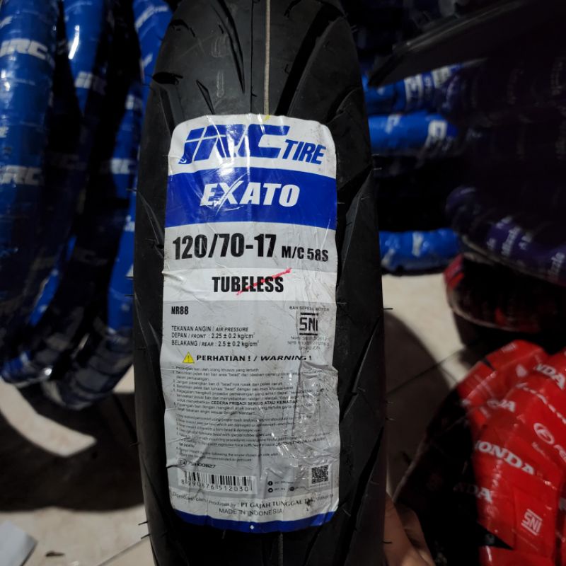 BAN LUAR IRC 120/70-17 EXATO TUBELESS