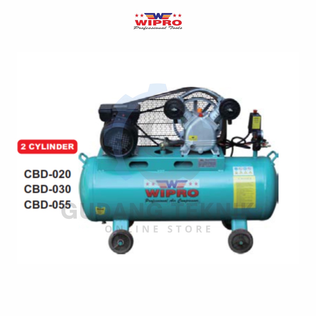 Kompresor Angin Elektromotor 5.5 HP 150L WIPRO CBD-055 / Air Compressor Elektro Motor 5.5 HP 150 Liter WIPRO CBD055 - 2 Cylinder Silinder CBD 055 WIPRO