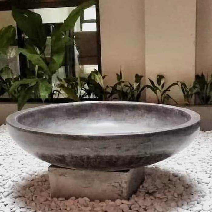 Pot Teratai Terazo Finising Glossy black besar