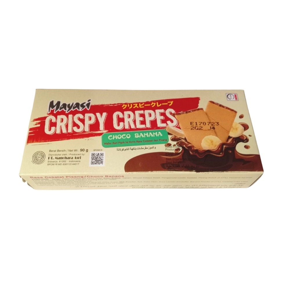 

Crispy Crepes 90gr Mayasi Choco Banana Biskuit Roti Makanan Ringan Snack