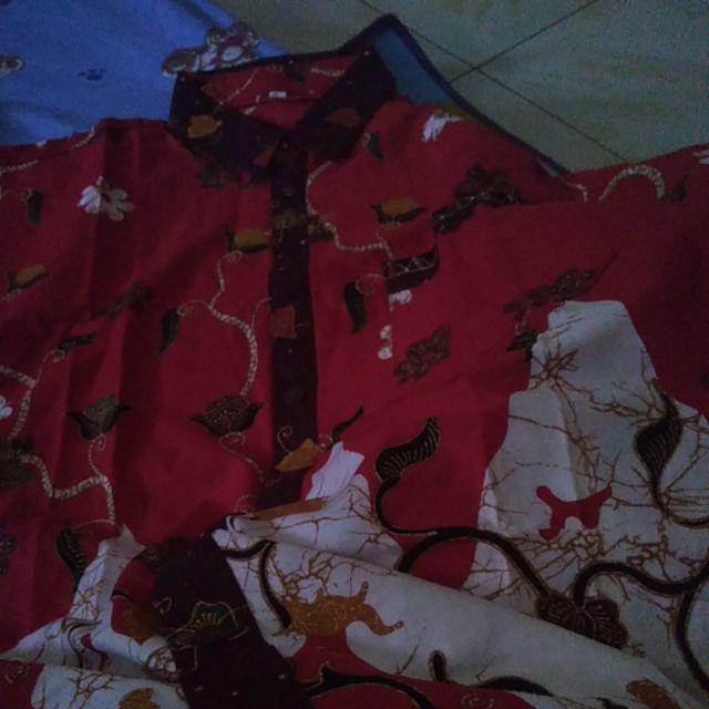 409 Merah Couple Kemeja Batik Anak 2 - 12 Thn /dewasa M - Xxl