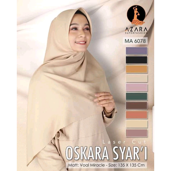 Hijab Oscara Syar'i Bahan Katun Voal Ukuran 130x130cm Hijab SegiEmpat Jumbo