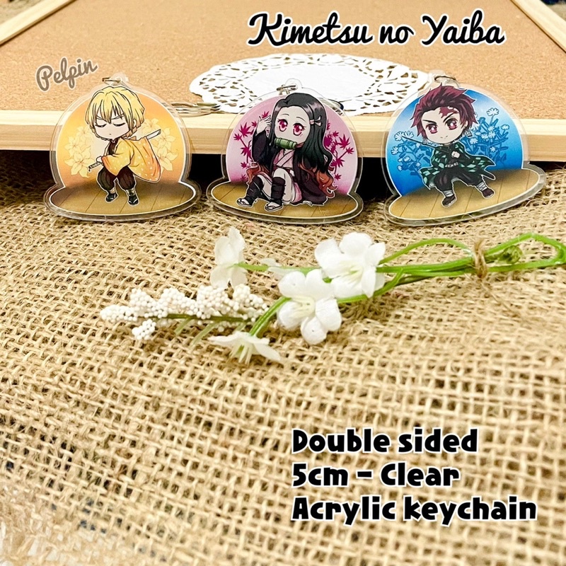 Gantungan kunci anime kimetsu no yaiba demon slayer nezuko tanjirou zenitsu keychains anime