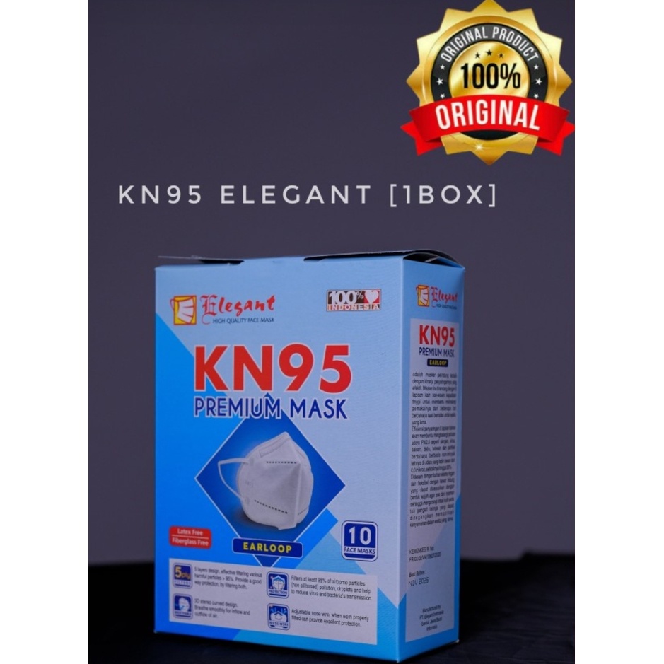 ELEGANT Masker KN95 Premium 5 Ply Box @10 Pcs ~ Masker Medis 5 Ply..Masker Kualitas