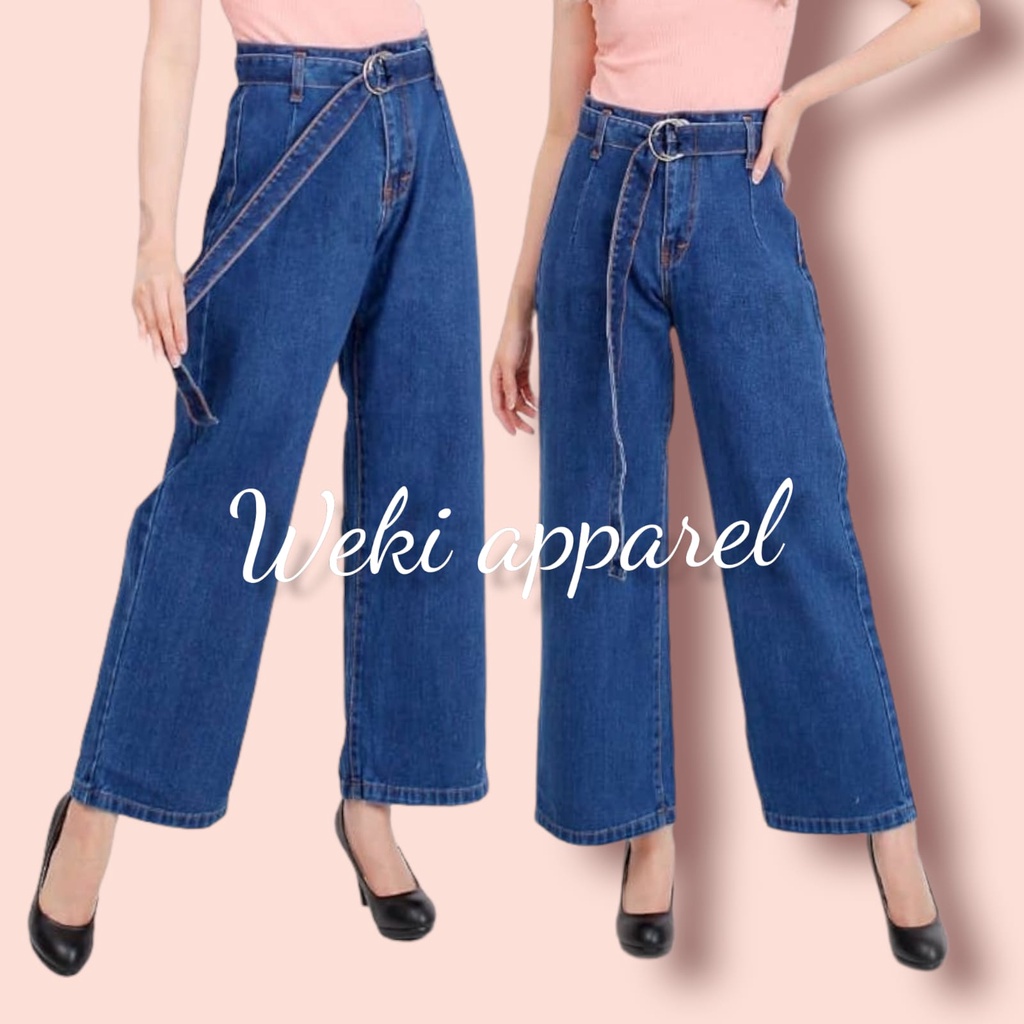 Weki - Highwaist Kulot Belt Navy