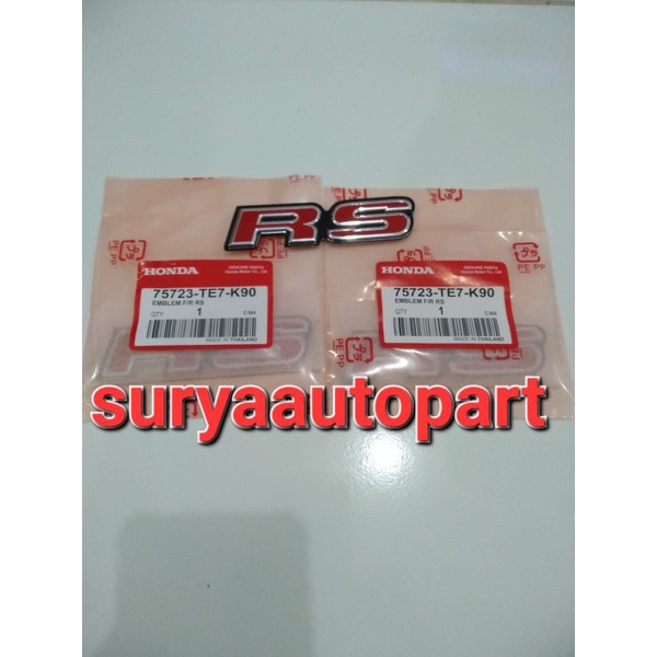 emblem tulisan RS belakang honda jazz rs mobilio brio original