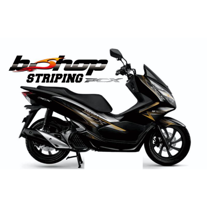 Sticker Striping PCX hitam gold variasi