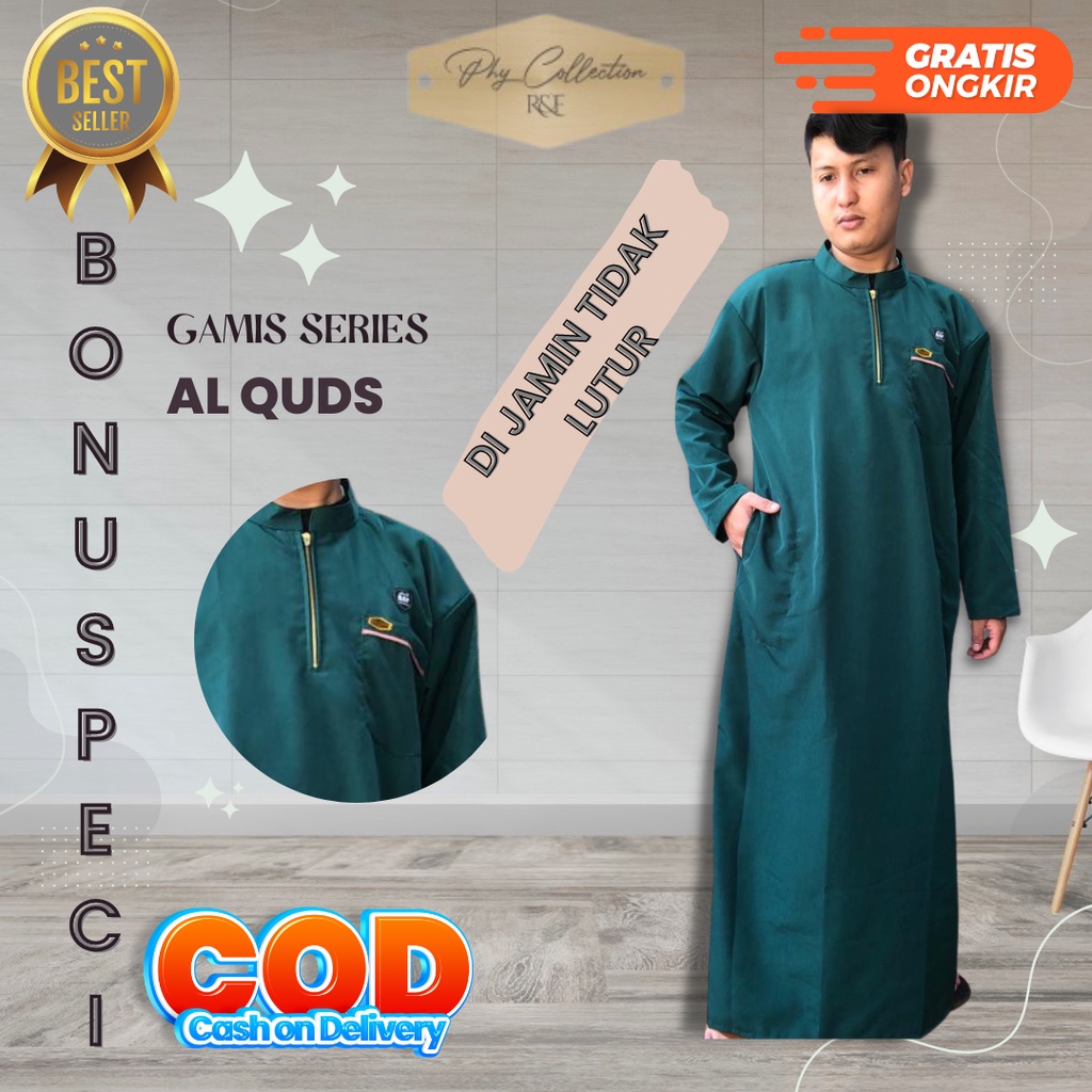 Gamis Jubah pria Laki Laki Dewasa Dan Remaja Lengan Panjang Oblong Model Haromain Al haramain Ukuran S M L XL XXL XXXL [AL-QUDS]