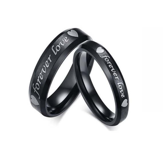 Cincin couple Forever lover Stainless Hitam Cantik