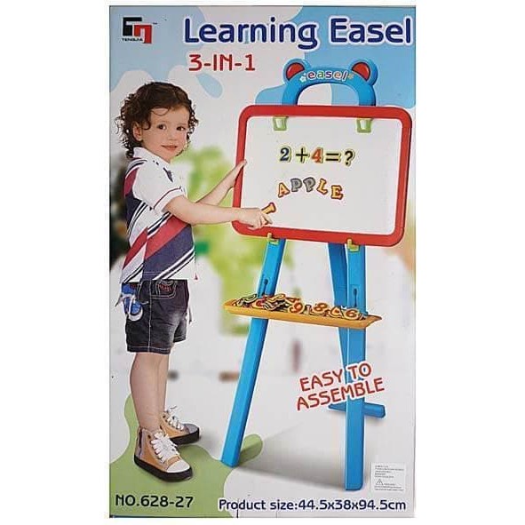 es037 papan tulis anak magnetik drawing set 3 in 1 learning easel   wa