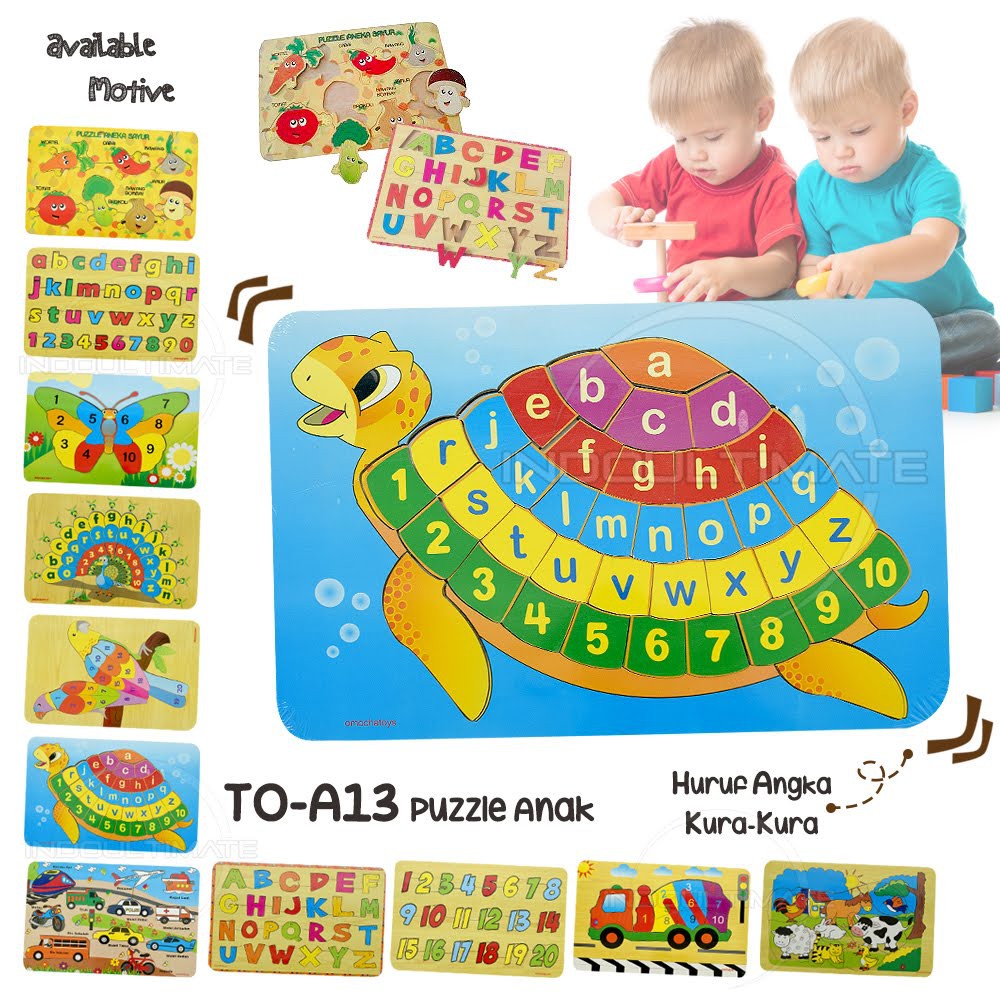  Mainan  edukasi Puzzle Besar kayu anak SNI  Alphabet huruf 