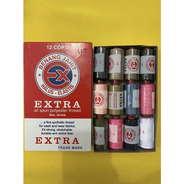 12pcs benang warna / benang jahit isi 12 pcs / benang jahit pakaian halus elastis / benang jahit ext