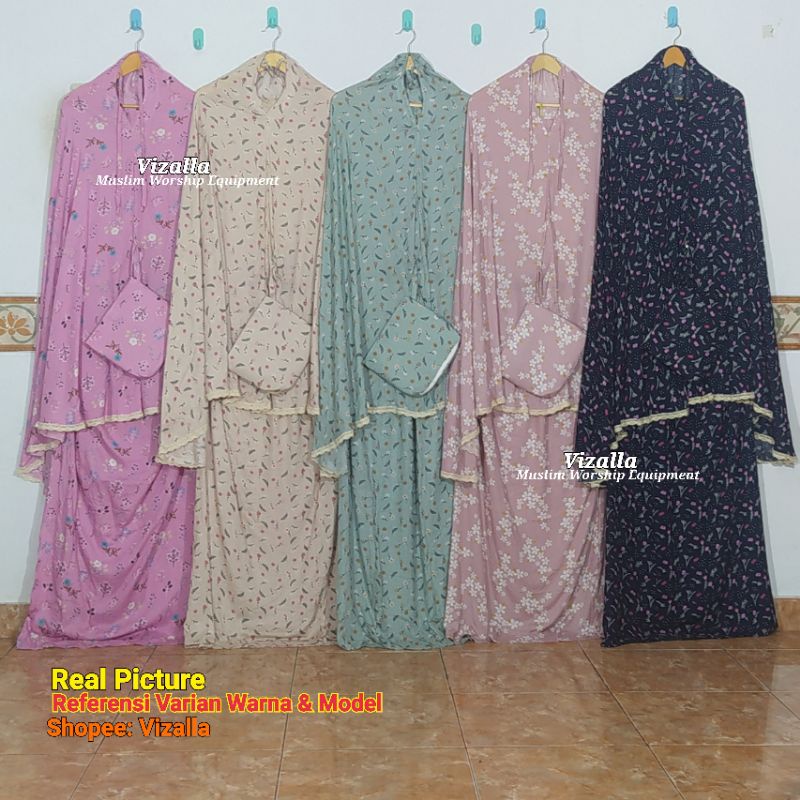 Mukena Rayon Motif Rajut List/ Mukena Dewasa/ Grosir Mukena