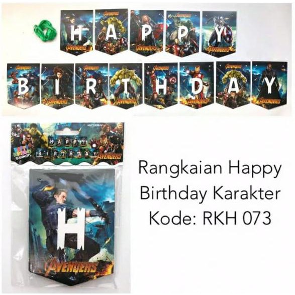 Banner Segi 5 Ultah Karakter /Rangkaian Happy Birthday Karakter/ Bunting Flag Ulang Tahun