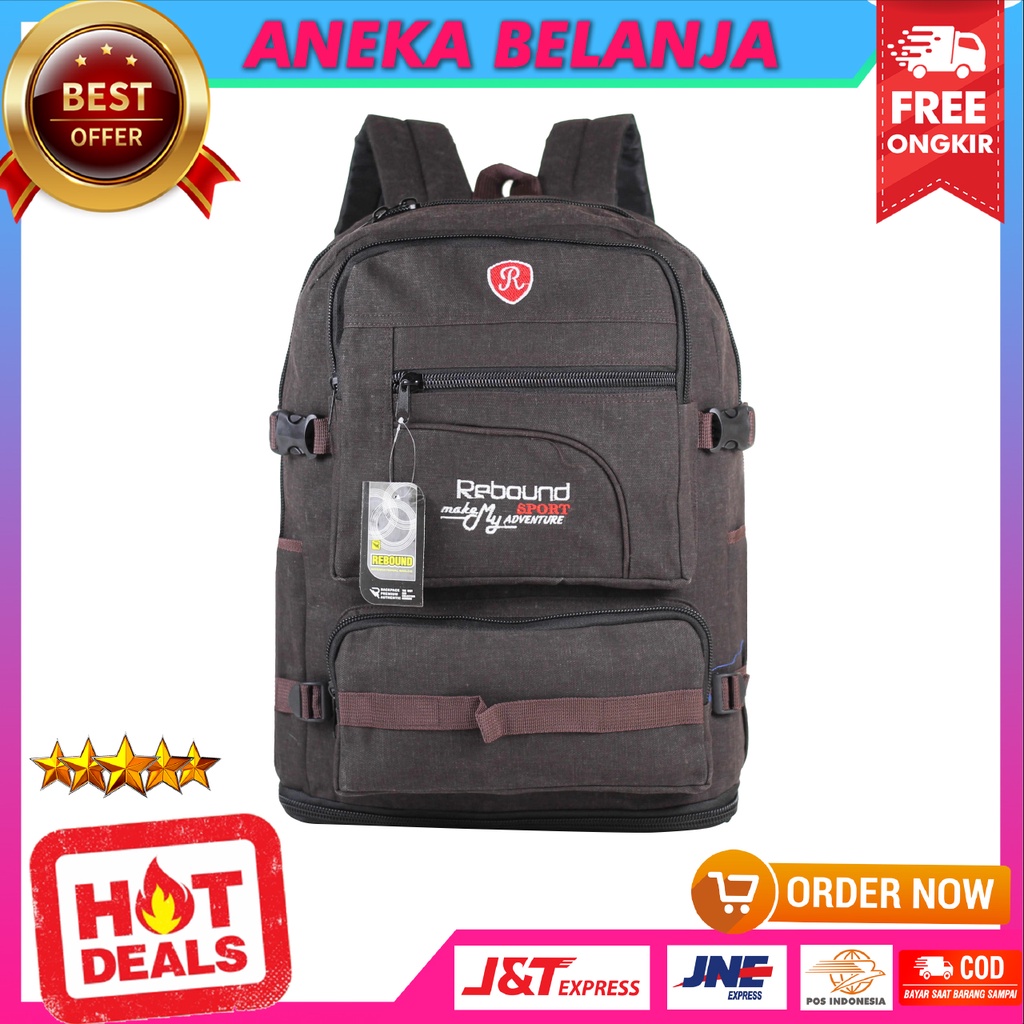 Ransel Bahan Kanvas Tebal Berkualitas Tas Distro Susun Rebound Warna Coklat Tua Harga Ekonomis