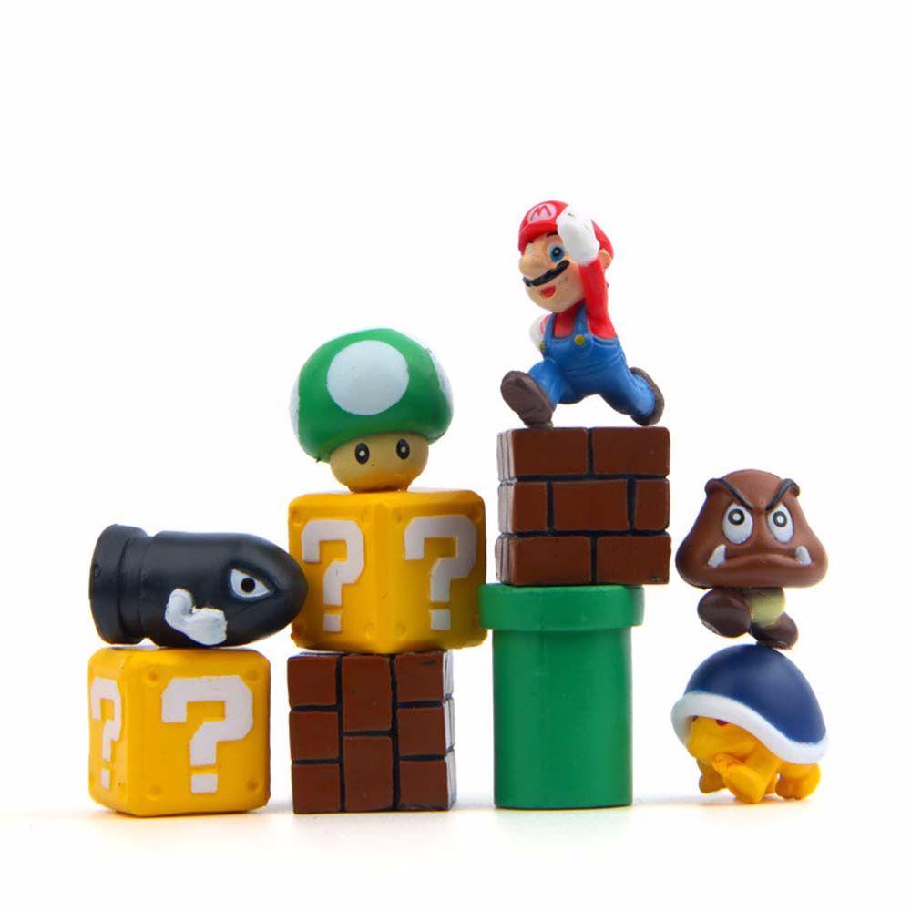 Figurine Action Agustina 10pcs /set Model Koleksi PVC Hiasan Desktop Jamur Model Anime Bros Super Mario.