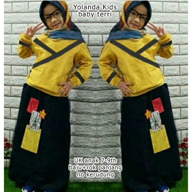 SET YOLANDA KID setelan muslim anak perempuan blouse atasan & dan rok syari
