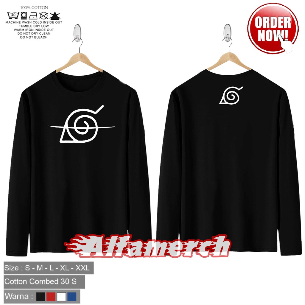 Baju Kaos Lengan Panjang NARUTO KONOHA Simple Keren Kaos Pria Keren