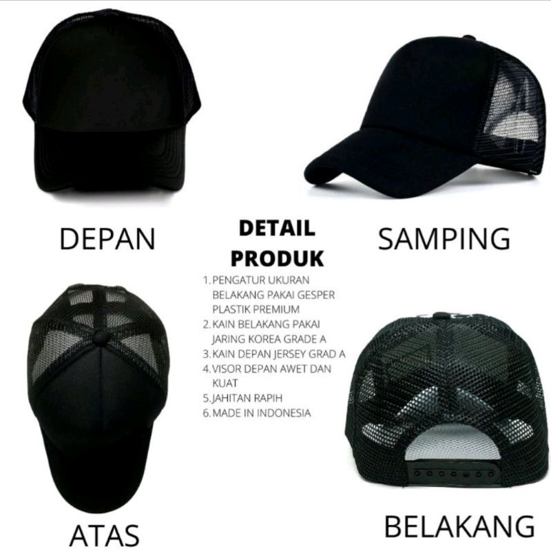 TOPI JARING POLOS PRIA/WANITA