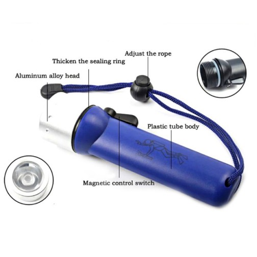 Senter Selam Flashlight For Diving CREE 3W LED Lampu Anti Air Cahaya Tahan Dalam Laut Nyelam Light-3