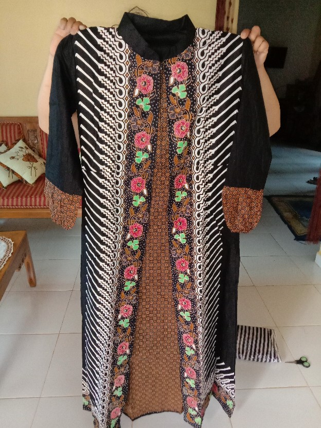 Couple Gamis Cardi Modang Kembang Batik Layer Pasangan Sarimbitan Pesta Kondangan Cantik Sepasang