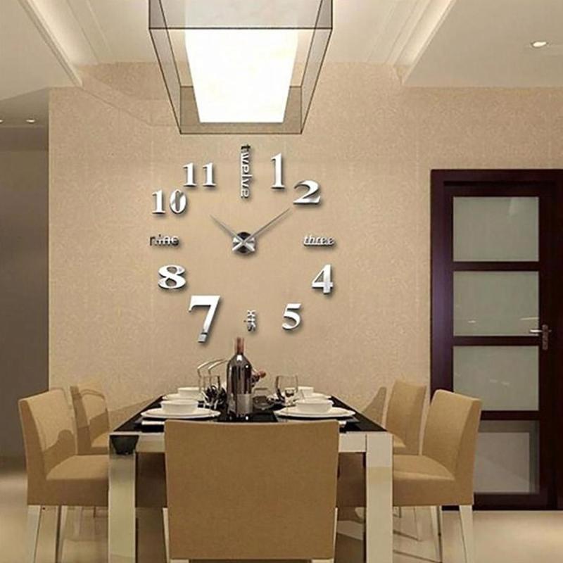 Jam Dinding Besar 130cm Minimalis Modern 3D rumah dan kantor DIY Dekorasi dinding raksasa dekorasi rumah DIY Giant Clock Quartz 80-130cm Warna Gold 3D Big Size Wall Clock Mirror Sticker Diy Living Room Decor Meetting Room Wall Clock Home Decor