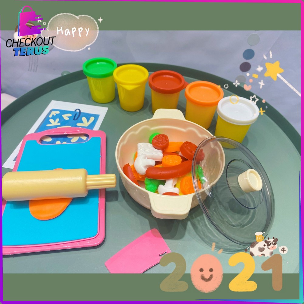 CT M162 Mainan Kitchen Set Anak Perempuan Plastisin Cetakan Mie Mainan Dapur Masak Masakan Pretendplay