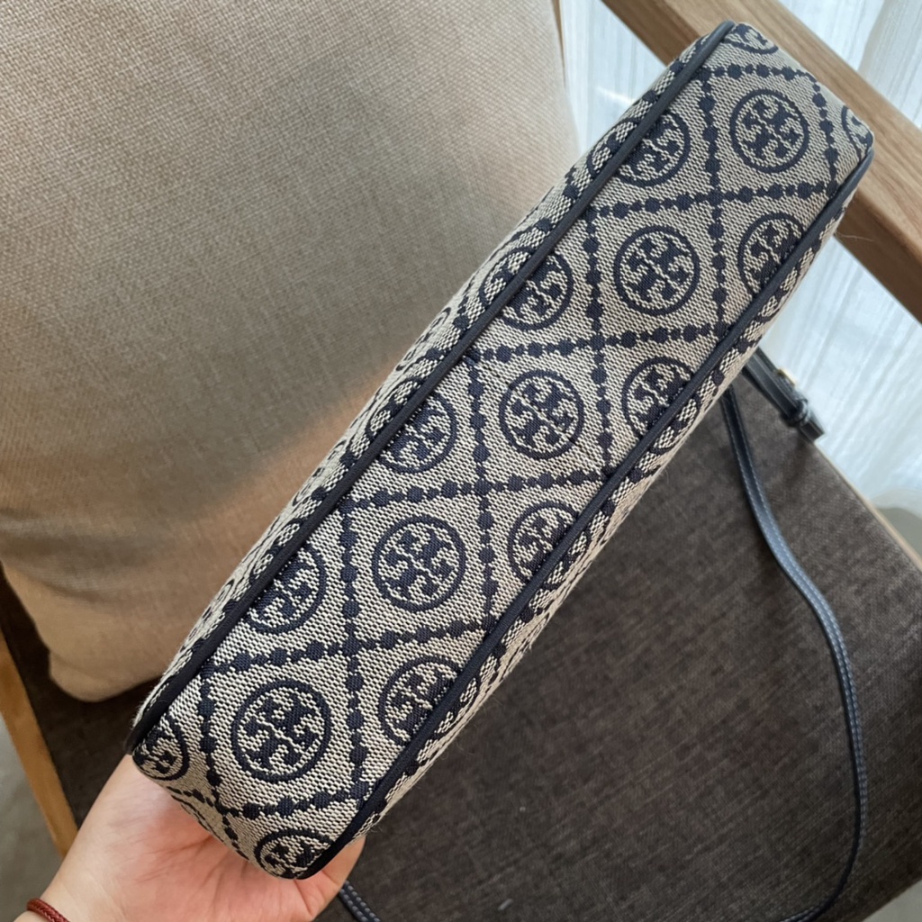 TB T Monogram Jacquard Zip Studio Bag 85137