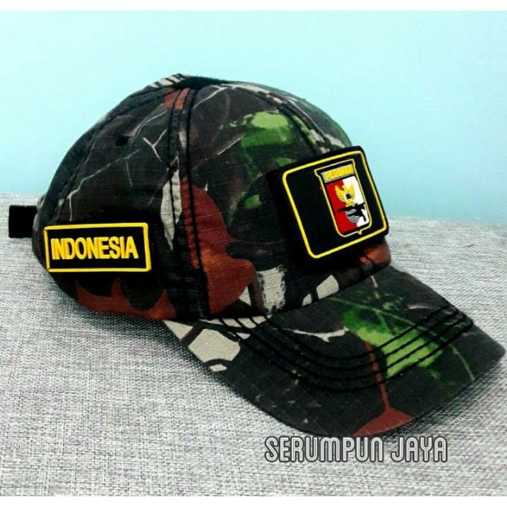 TOPI PERBAKIN CAMO - TOPI LOGO PERBAKIN KOTAK CAMO 3PATCH VELCRO