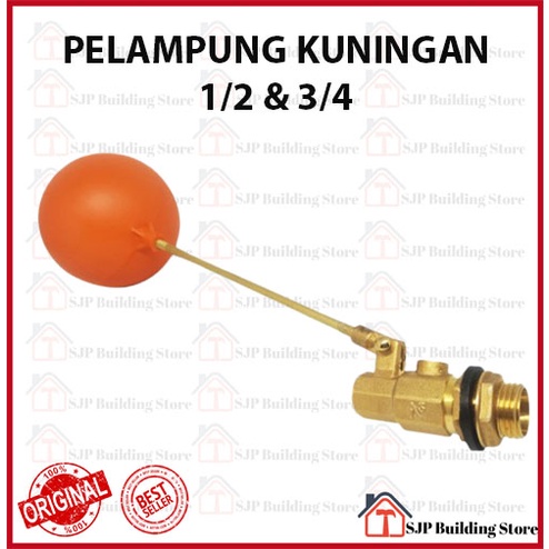 Pelampung Tangki Air 1/2 Inci Kuningan l 3/4 Inci Floating Valve Toren Otomatis