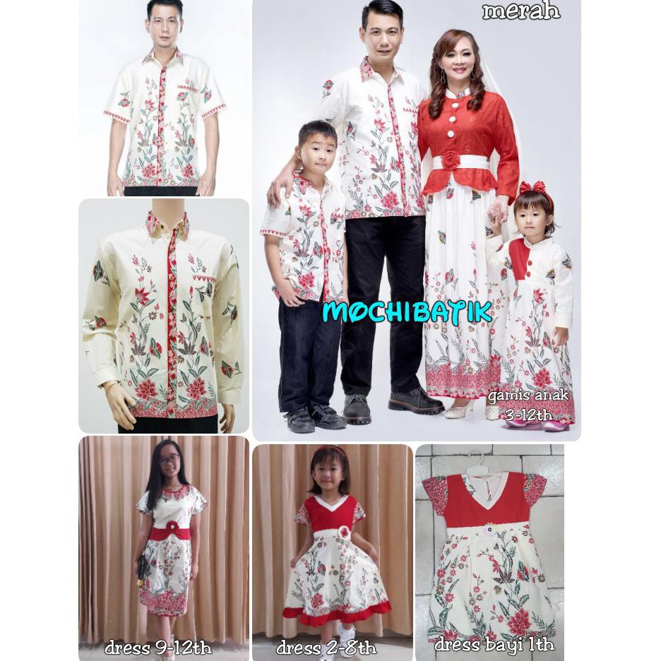 Termurah Sarimbit Batik Keluarga/Family Gamis Muslim Evalia Kupu Merah Batik Jumbo