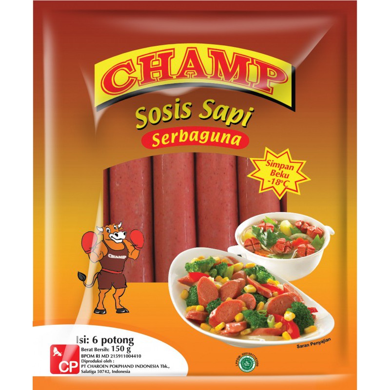 

Frozen Food Sosis Sapi Serbaguna Champ 150gr | Naget Ayam