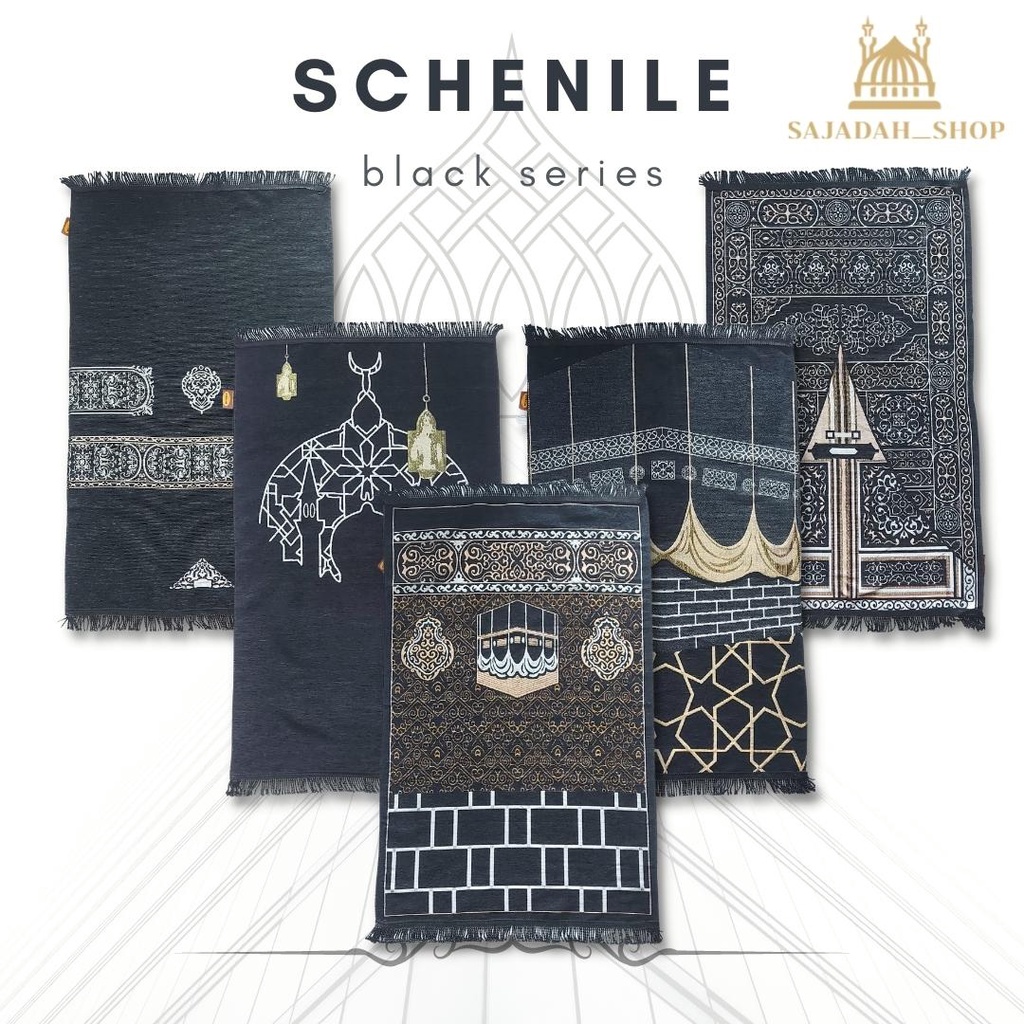 Sajadah Besar Schenille KISWAH HITAM Black Turkey Series Oleh-Oleh Umroh dan Haji