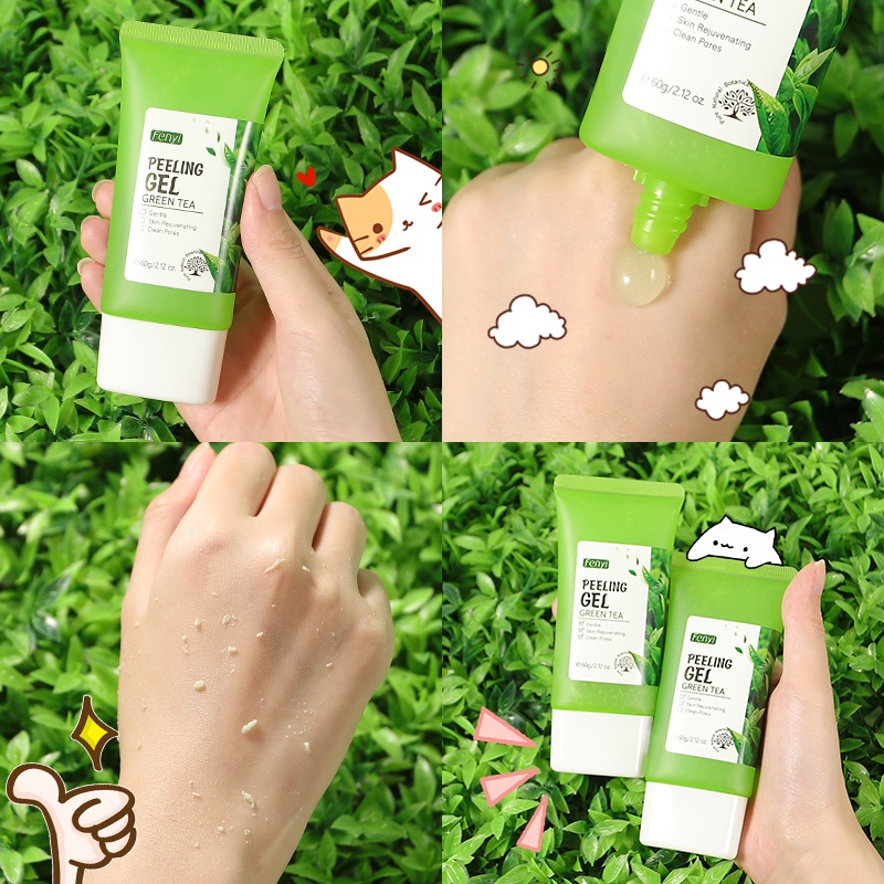 BPOM Fenyi Green Tea Peeling Gel Mengangkat Kulit Mati Komedo Scrub Pemutih Menghaluskan Kulit 60g