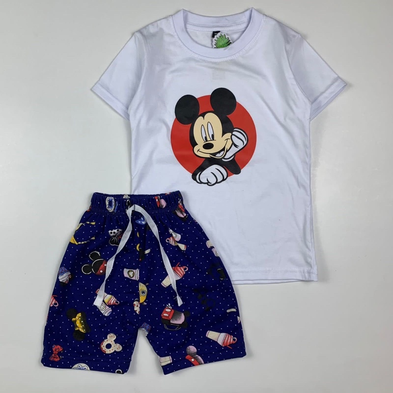 Setelan Anak Mickey Unisex 2-10 Tahun Original Pineapple Kaos Super Premium